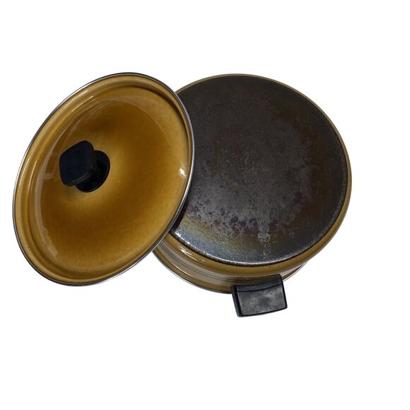 Vintage West Bend Brown Enameled Casserole Pot With Lid - Picture 4 of 6